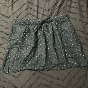 LOFT Chambray and White Polka Dot Mini Skirt